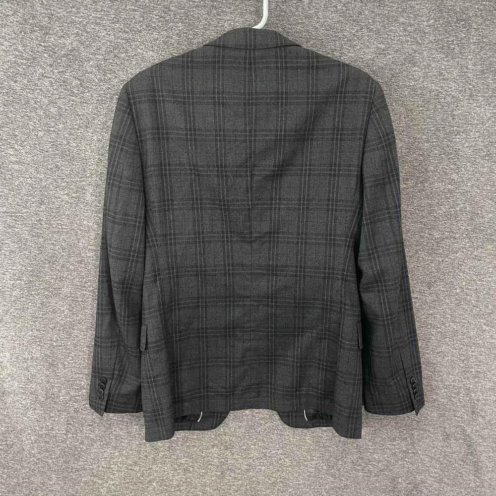 John Varvatos U.S.A. Blazer Mens 36R Gray Plaid Stretch Sport Coat Jacket Casual